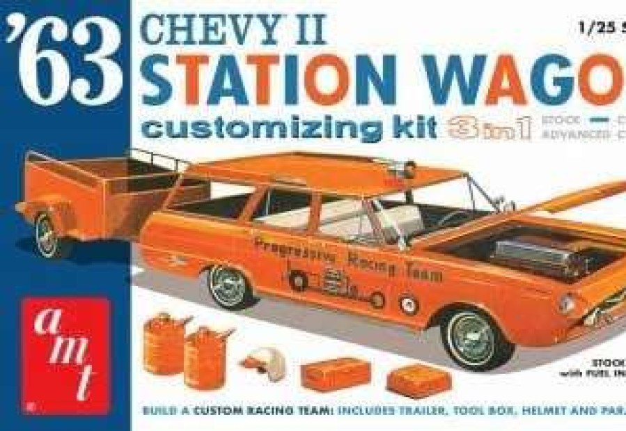 Misc. Products * | Amt1201 1/25 1963 Chevy Ii Station Wagon W/Trailer